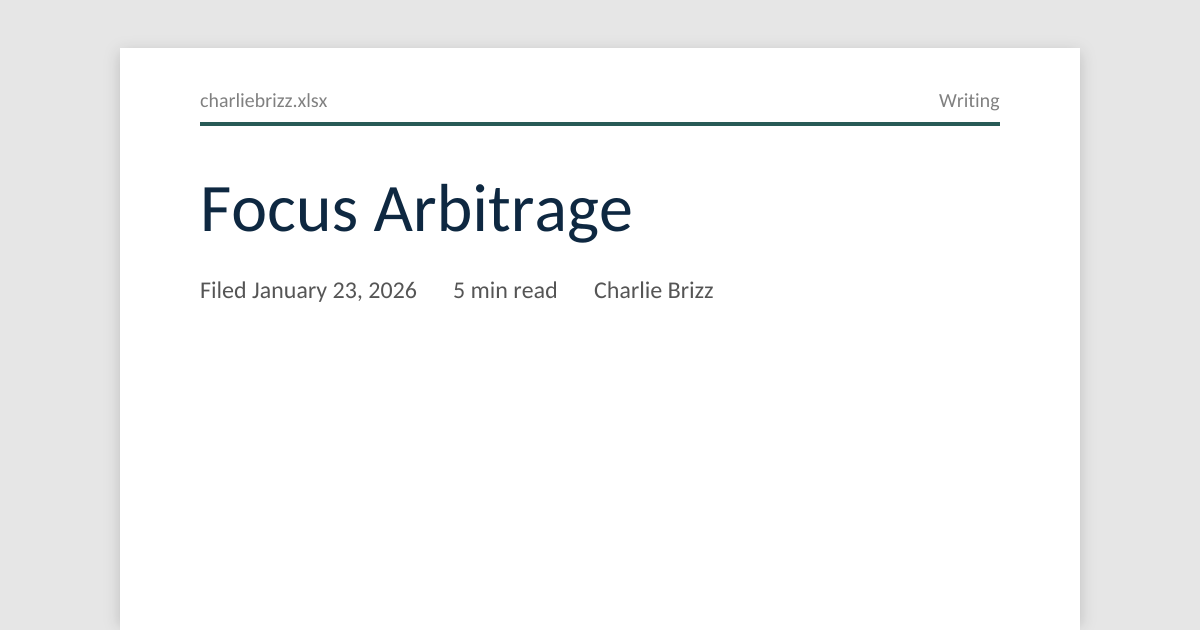 Focus Arbitrage — Charlie Brizz